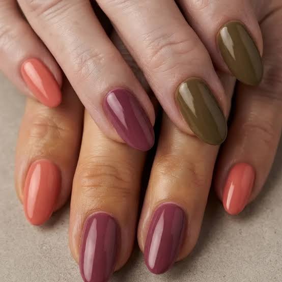 Muted Color Palette Short Almond Nails — Nails for Women Over 50