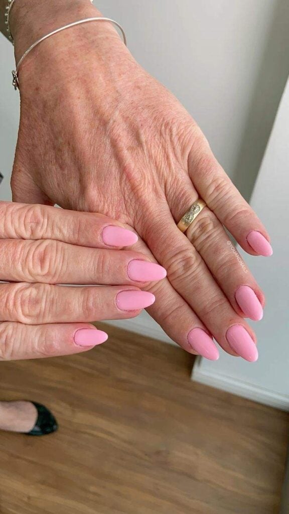 Matte Pastel Pink Short Almond Nails — Nails for Women Over 50