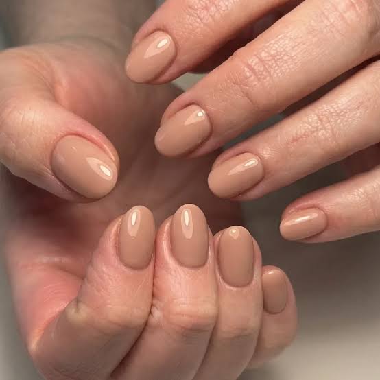 Sheer Nude Pink Medium Oval Nails — Nails for Women Over 60