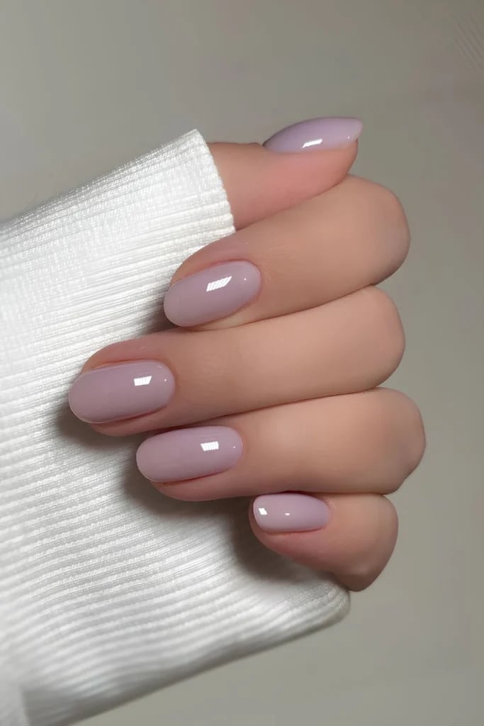 Sheer Soft Lilac Medium Oval Nails — Nails for Women Over 60