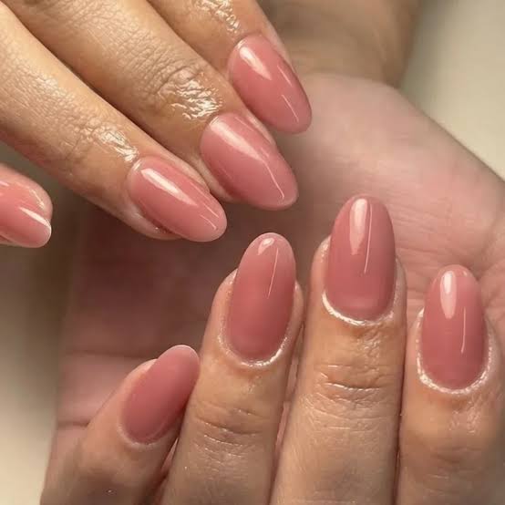 Dusty Rose Medium Oval Nails — Nails for Women Over 60