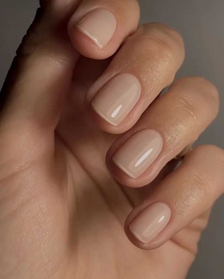 Sheer Nude Short Square Nails — Natural Nails