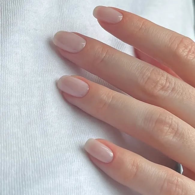 Ultra-Sheer Pale Pink Short Square Nails — Natural Nails