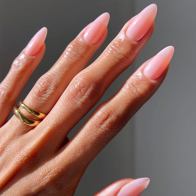Opaque Pale Pink Long Stiletto Nails — Natural Nails