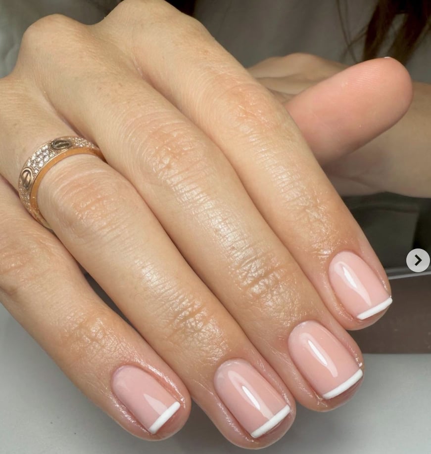 Classic French Short Square Nails — Natural Nails