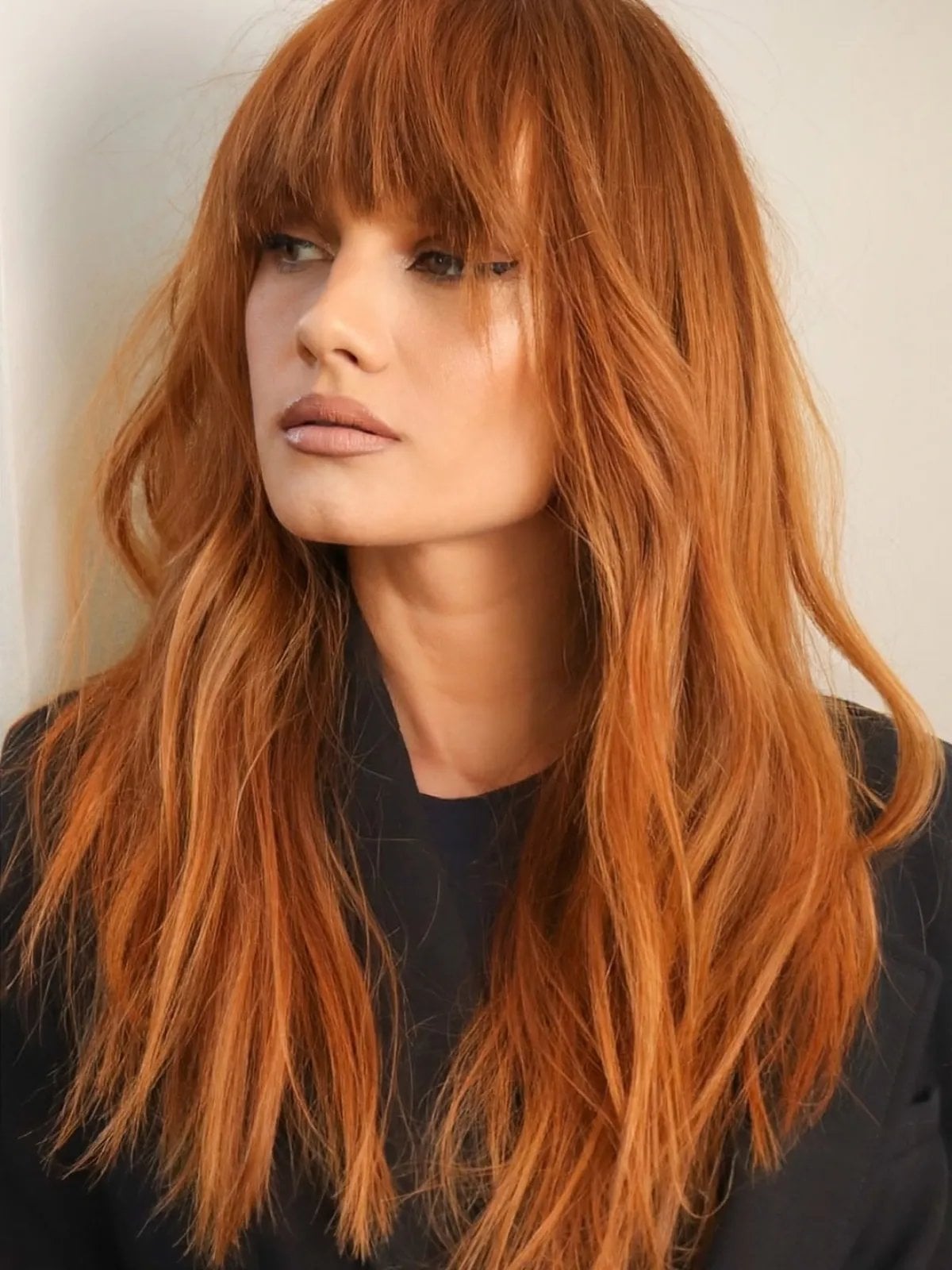 Mid-Back Copper Red With Copper Highlights, Long Layers Mid-Back Copper Red With Copper Highlights, Long Layers — Natural Red Hair