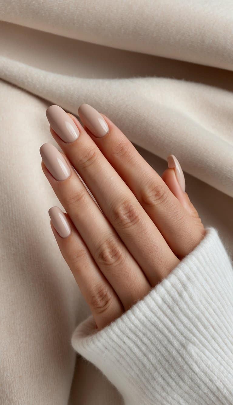 Classic Sheer Nude Short Oval Nails — Neutral Nails
