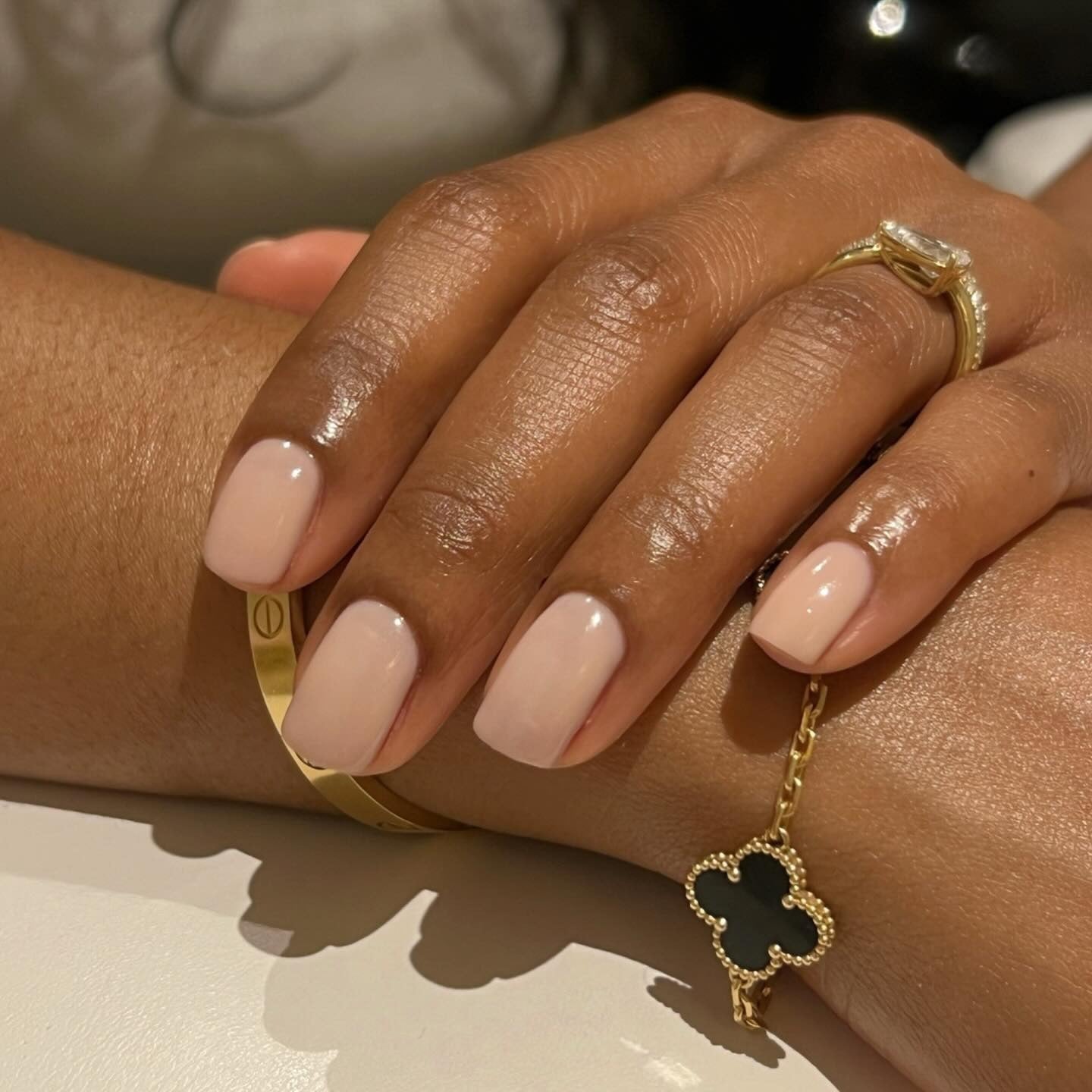 Sheer Glossy Pale Pink Short Square Nails — Neutral Nails