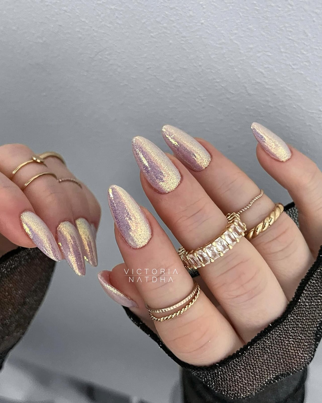 Long Almond Iridescent Shimmer Nails Long Almond Iridescent Shimmer Nails — New Years Nails