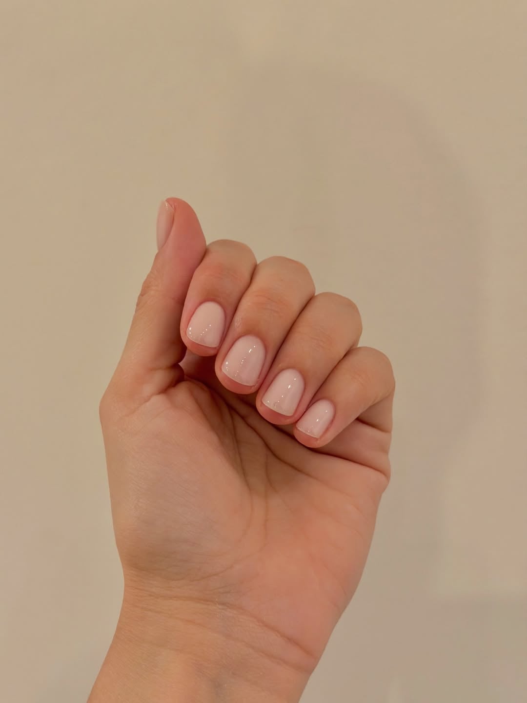 Opaque Soft Nude Glossy Short Square Nails — Nude Nails