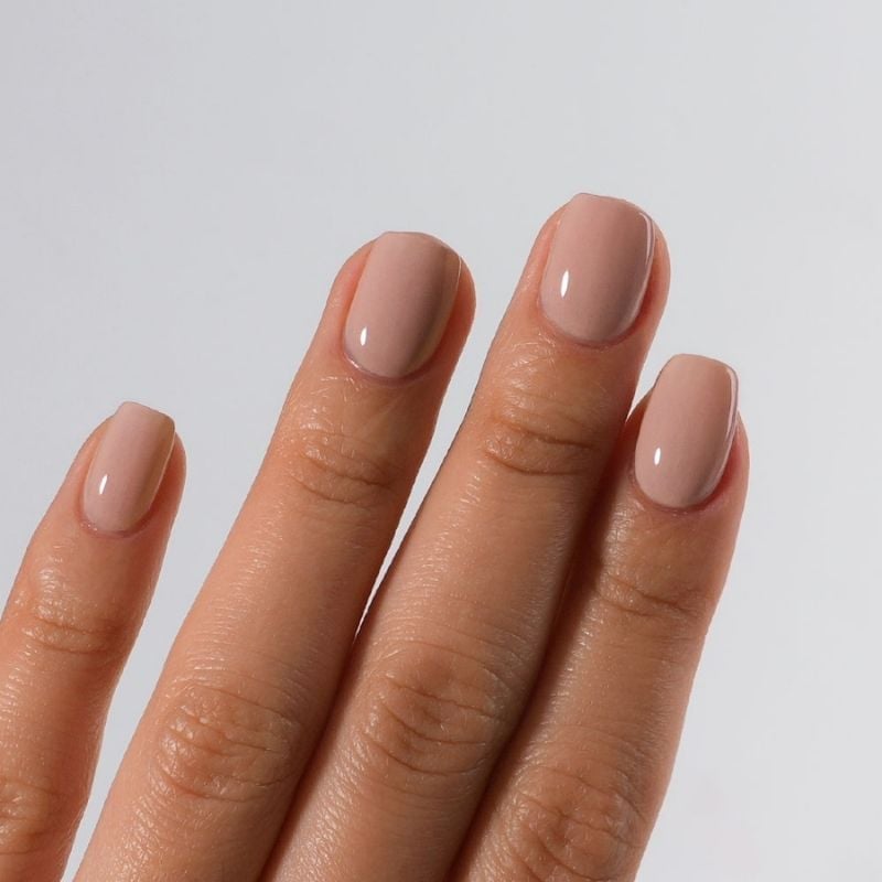 Light Nude Glossy Short Square Nails — Nude Nails