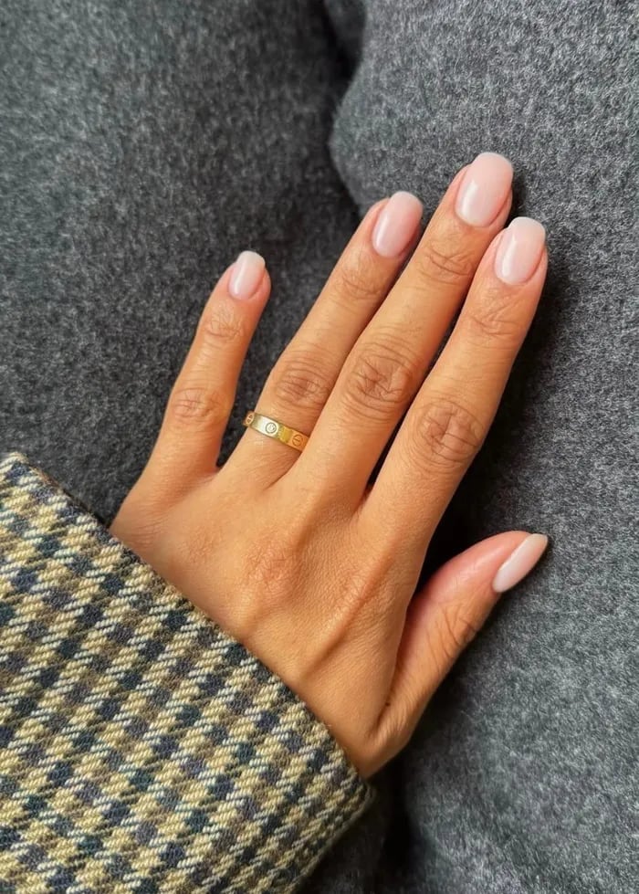 Sheer Light Pink Nude Glossy Oval Nails — Nude Nails