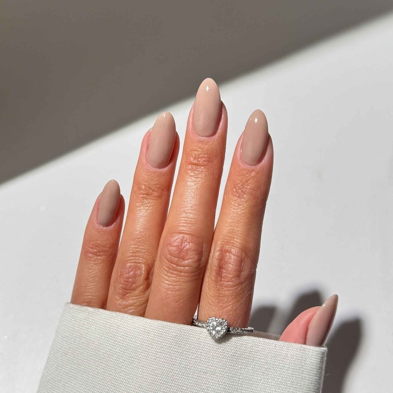 Sheer Nude Pink Undertone Glossy Short Almond Nails — Nude Nails
