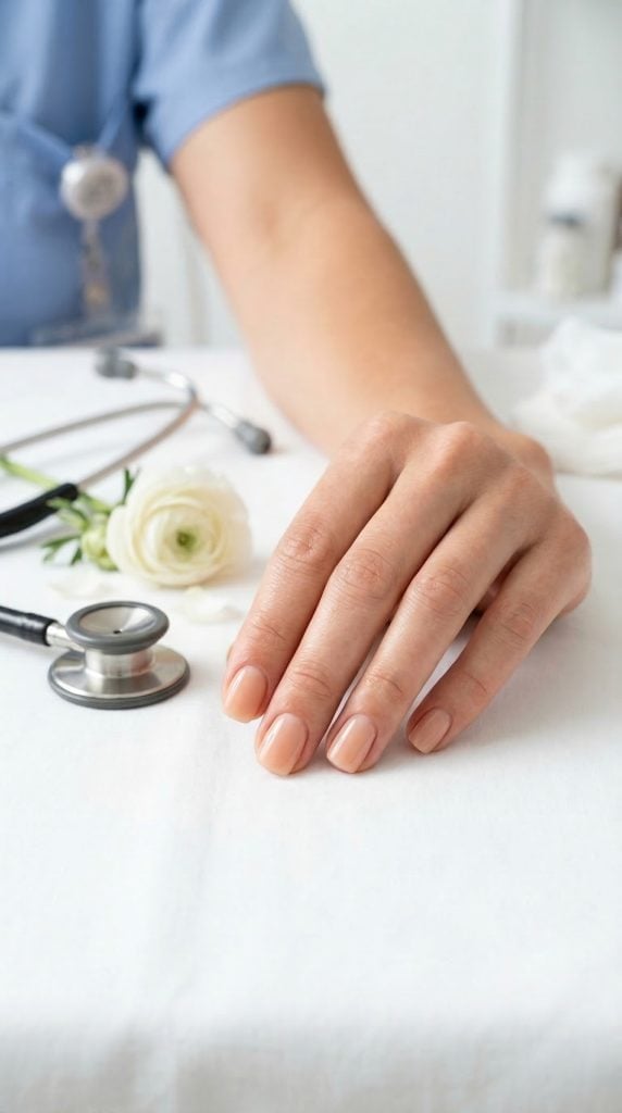 Natural Sheer Nude Short Oval Nails Natural Sheer Nude Short Oval Nails — Nurse Nails