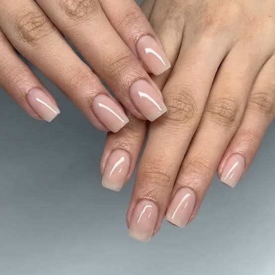 Milky Nude Short Almond Nails Milky Nude Short Almond Nails — Nurse Nails