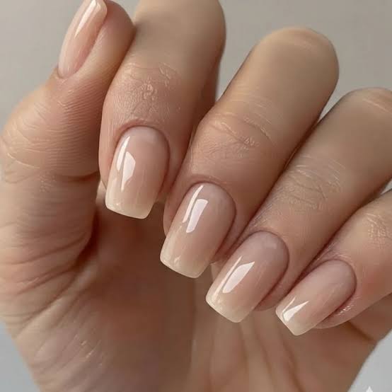 Sheer Nude Milky White French Short Square Nails Sheer Nude Milky White French Short Square Nails — Nurse Nails