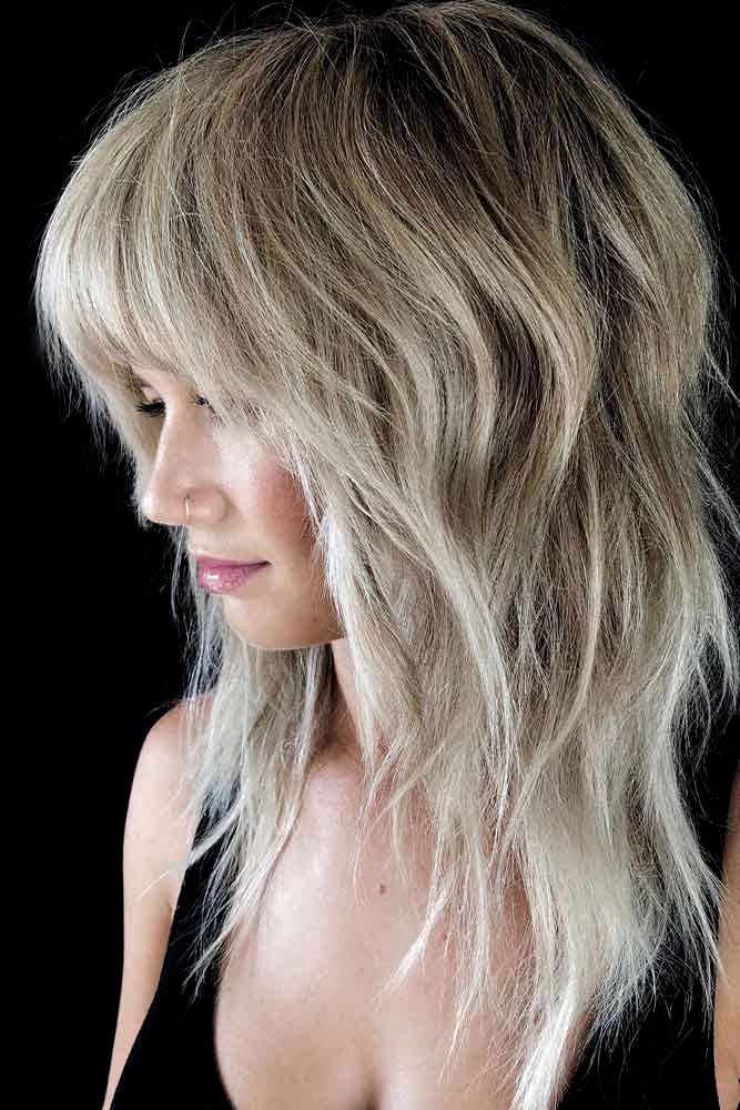 Collarbone Ash Blonde Shag With Wispy Bangs Collarbone Ash Blonde Shag With Wispy Bangs — Octopus Haircut