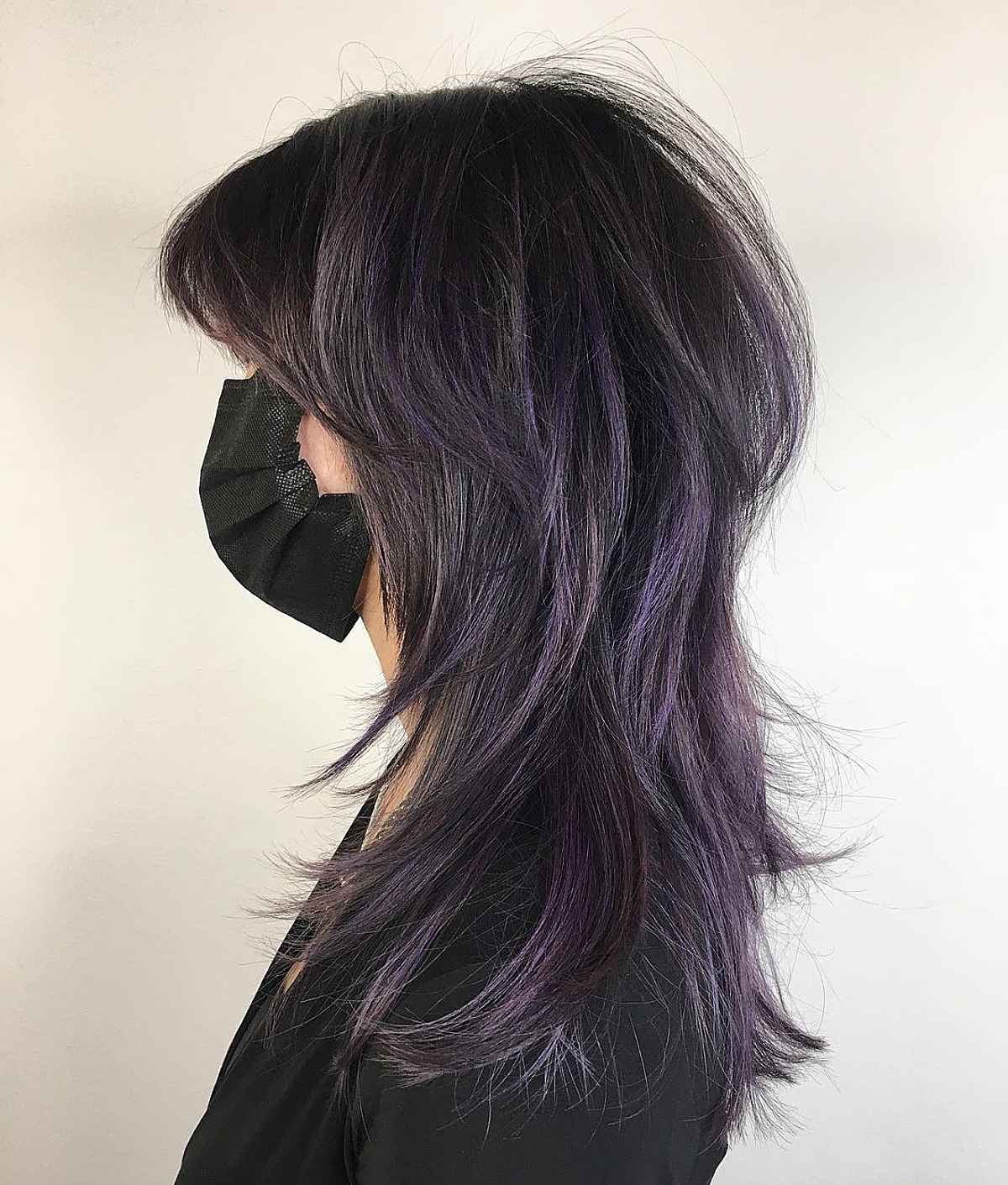 Collarbone Octopus Blend With Purple Silver Highlights Collarbone Octopus Blend With Purple Silver Highlights — Octopus Haircut