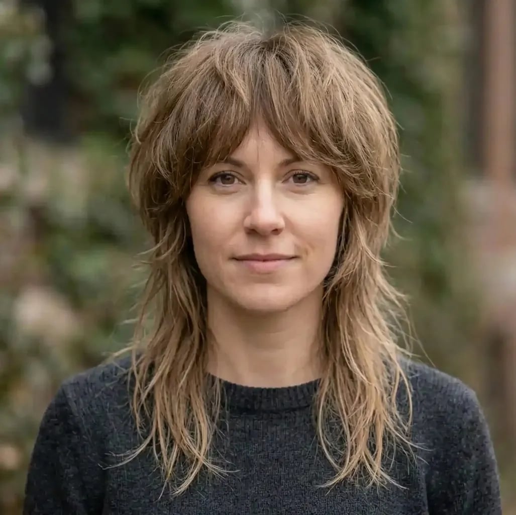 Mid-Back Long Octopus With Wispy Face-Framing Layers, Light Brown Mid-Back Long Octopus With Wispy Face-Framing Layers, Light Brown — Octopus Haircut
