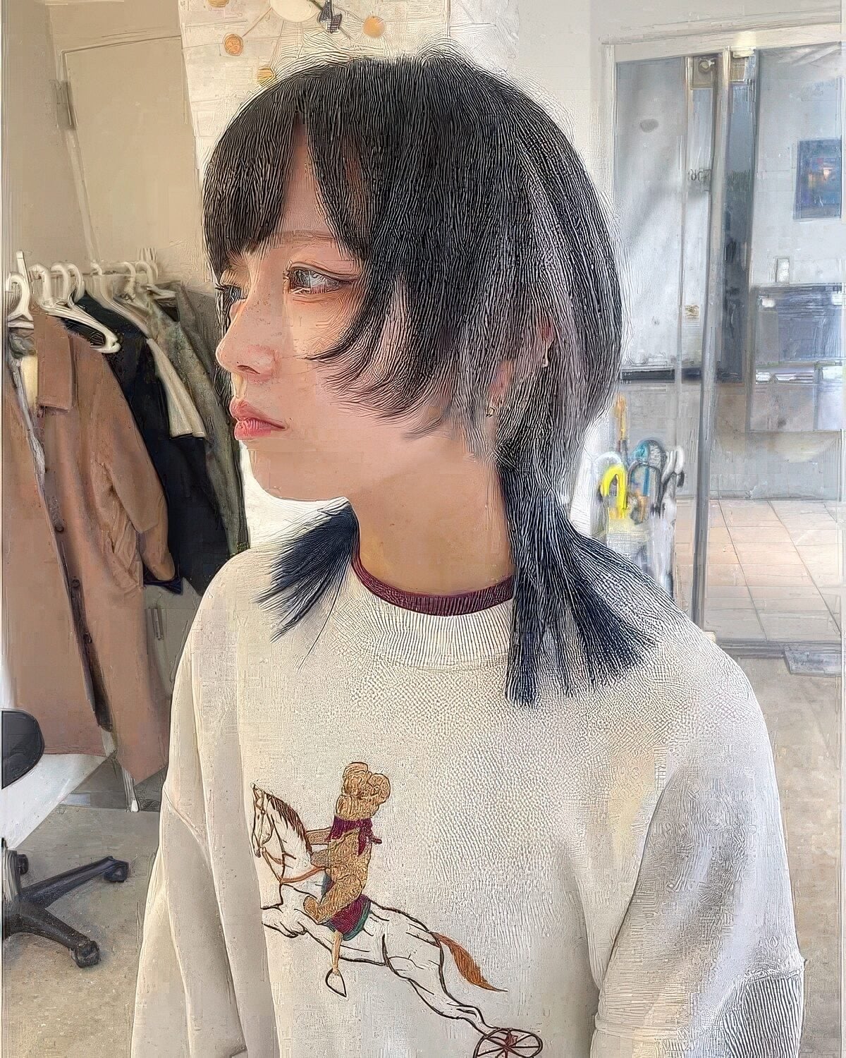 Chin Length Octopus With Full Bangs And Blue Tips Chin Length Octopus With Full Bangs And Blue Tips — Octopus Haircut