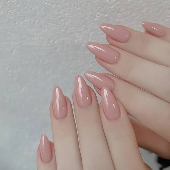 Sharp Almond Dusty Rose Nude Nails — Office Nails