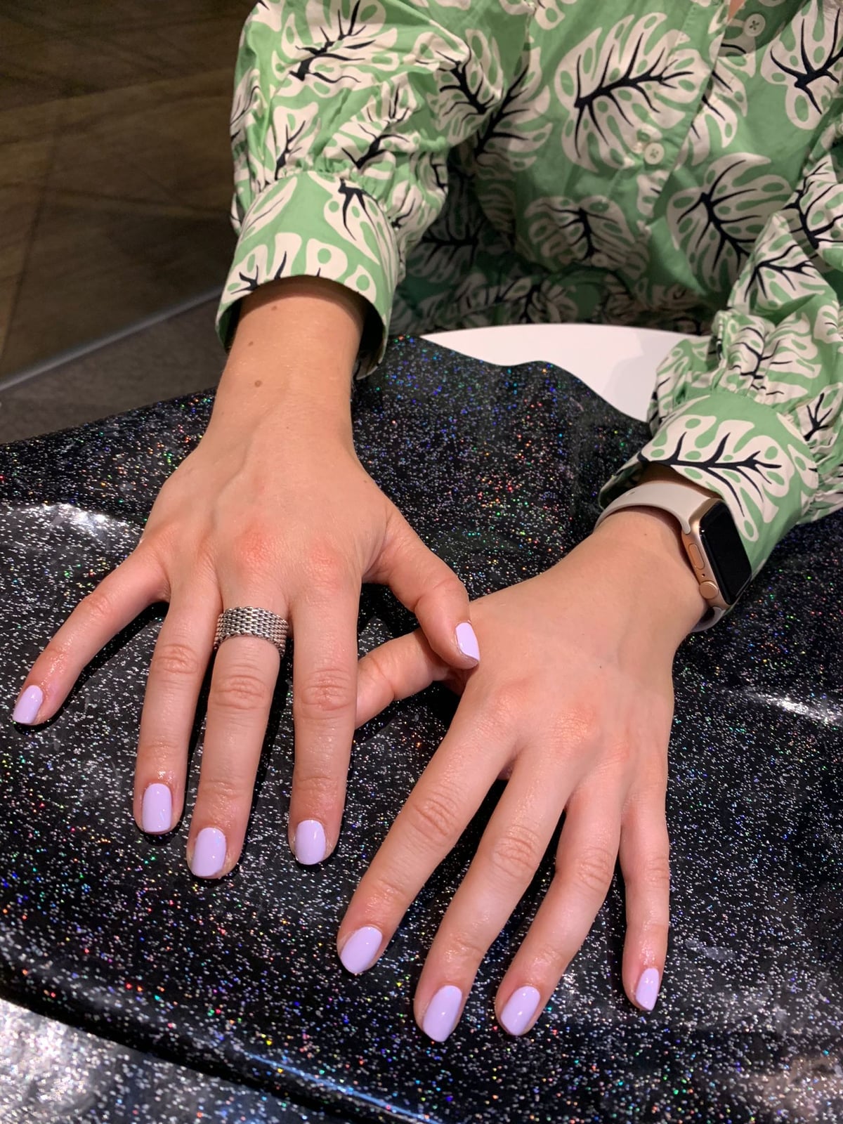 Glossy Pastel Lavender Short Square Nails — Office Nails