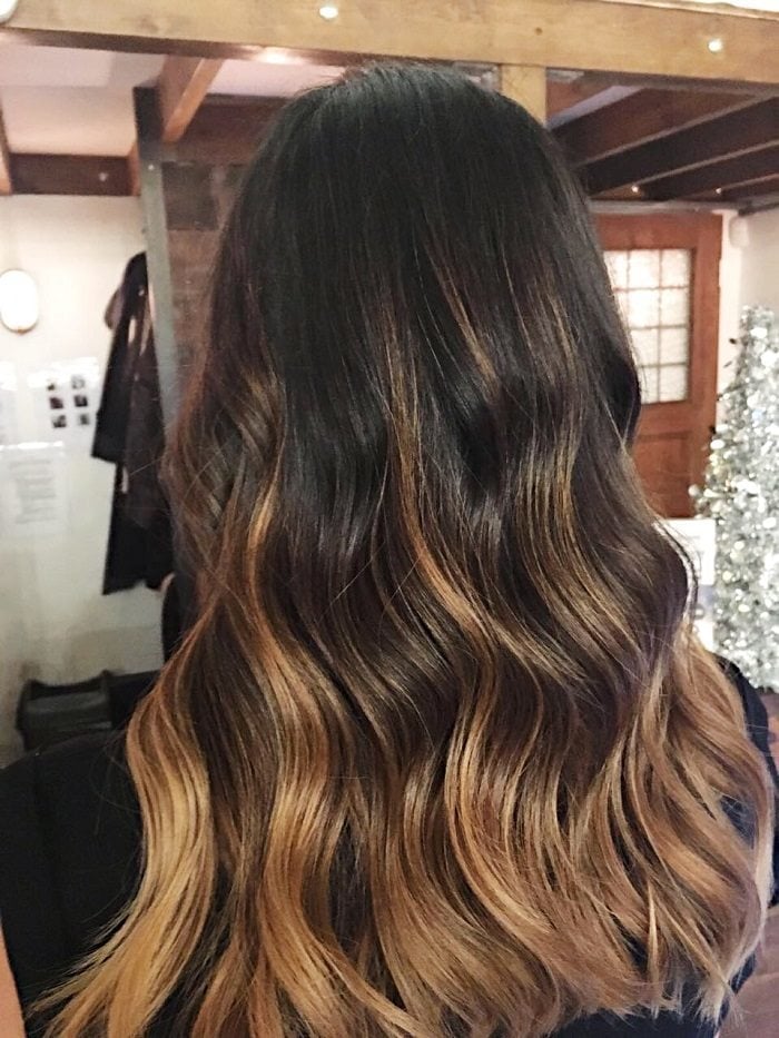 Mid-Back Dark Brown to Blonde Ombre Waves, Creating A Soft — Ombre Hair