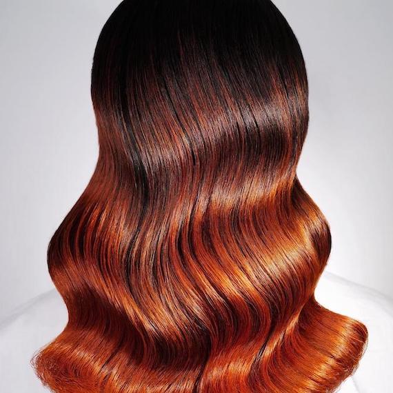 Mid-Back Dark Brown to Fiery Red Ombre — Ombre Hair