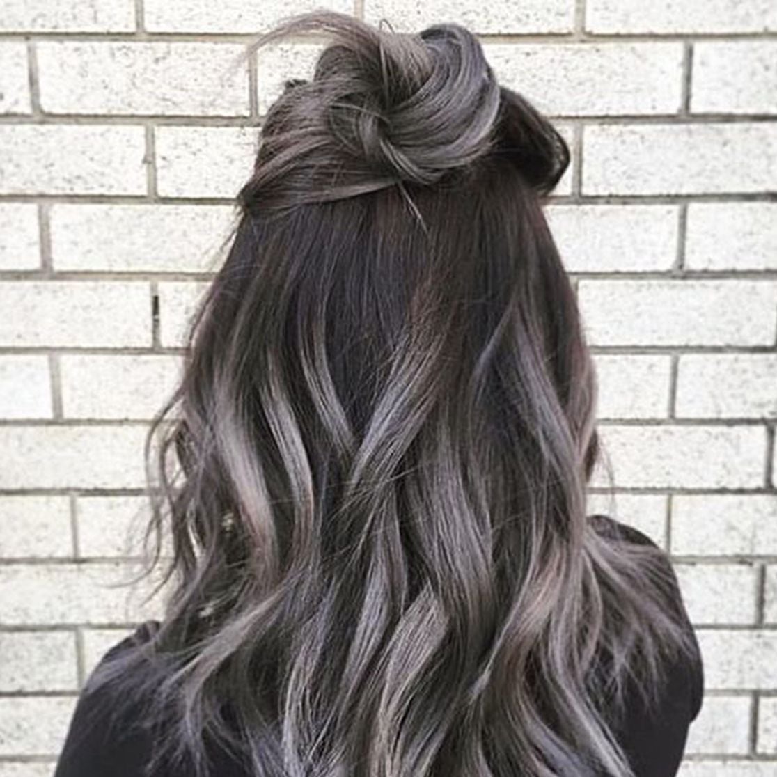 Mid-Back Dark Base to Gray Silver Ombre — Ombre Hair