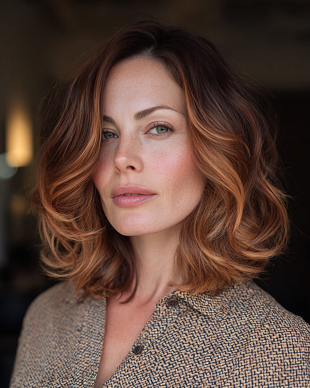 Collarbone Bob Dark Brown to Copper Ombre — Ombre Hair
