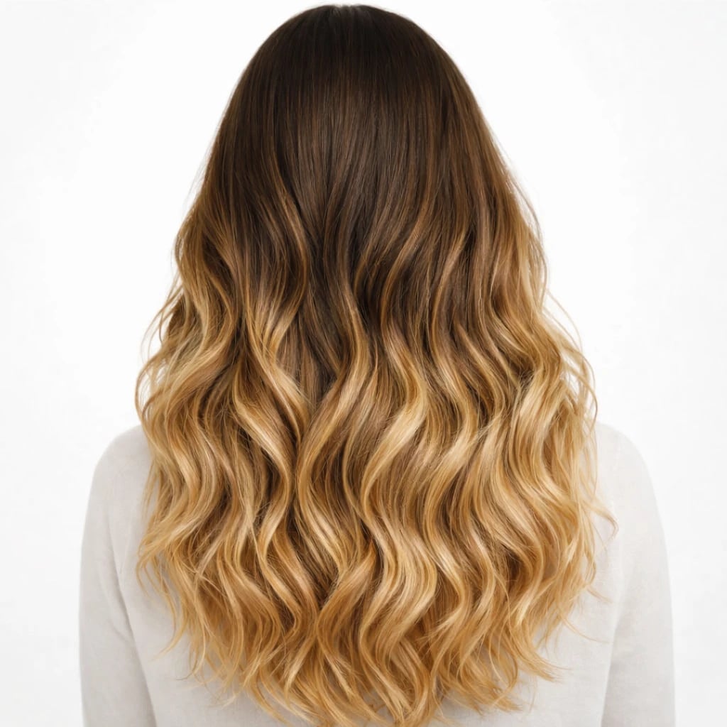 Mid-Back Dark Brown to Golden Blonde Ombre — Ombre Hair