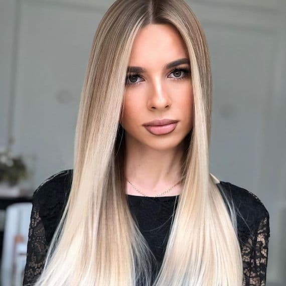 Collarbone Ash Blonde Ombre Straight Fine Hair — Ombre Hair