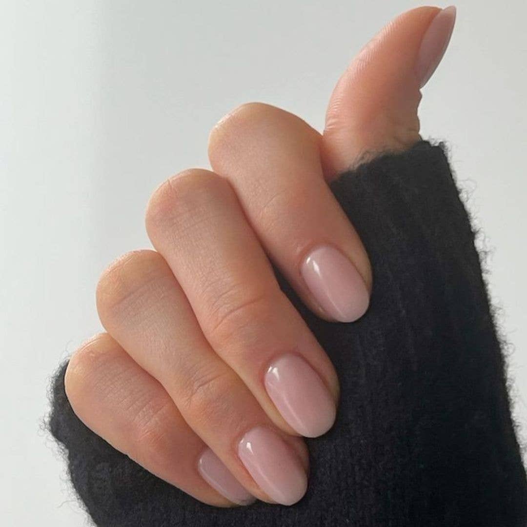 Short Oval Sheer Milky Nude Nails — Oval Nails