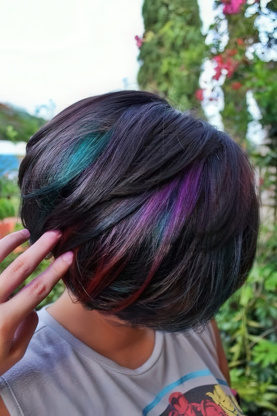 Dark Brown Chin Bob With Vivid Multi-Color Peekaboos Dark Brown Chin Bob With Vivid Multi-Color Peekaboos — Peekaboo Highlights