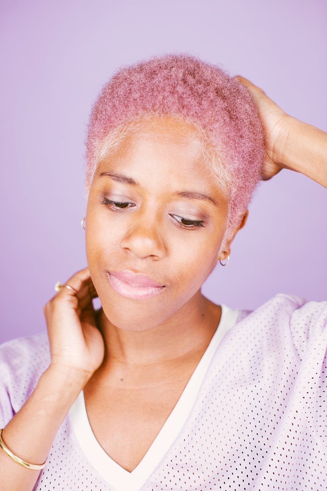 Short Textured Crop With Wispy Bangs Pastel Pink Short Textured Crop With Wispy Bangs Pastel Pink — Pink Hair