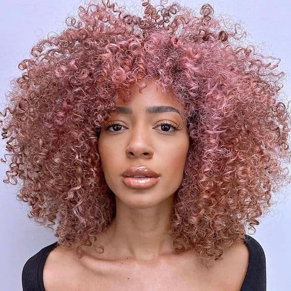 Shoulder Length Shag With Full Fringe Curly Pink Shoulder Length Shag With Full Fringe Curly Pink — Pink Hair