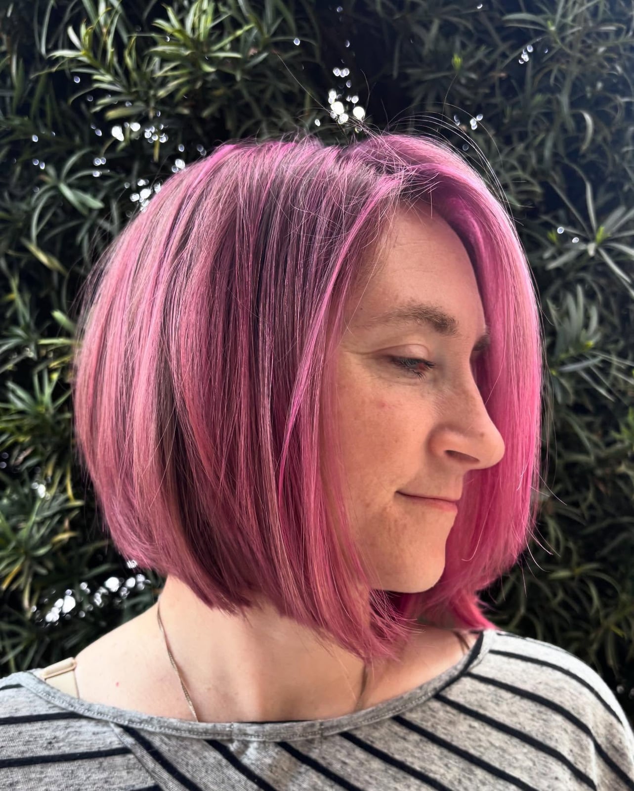 Chin Length Bob Vibrant Pink Side Part Chin Length Bob Vibrant Pink Side Part — Pink Hair
