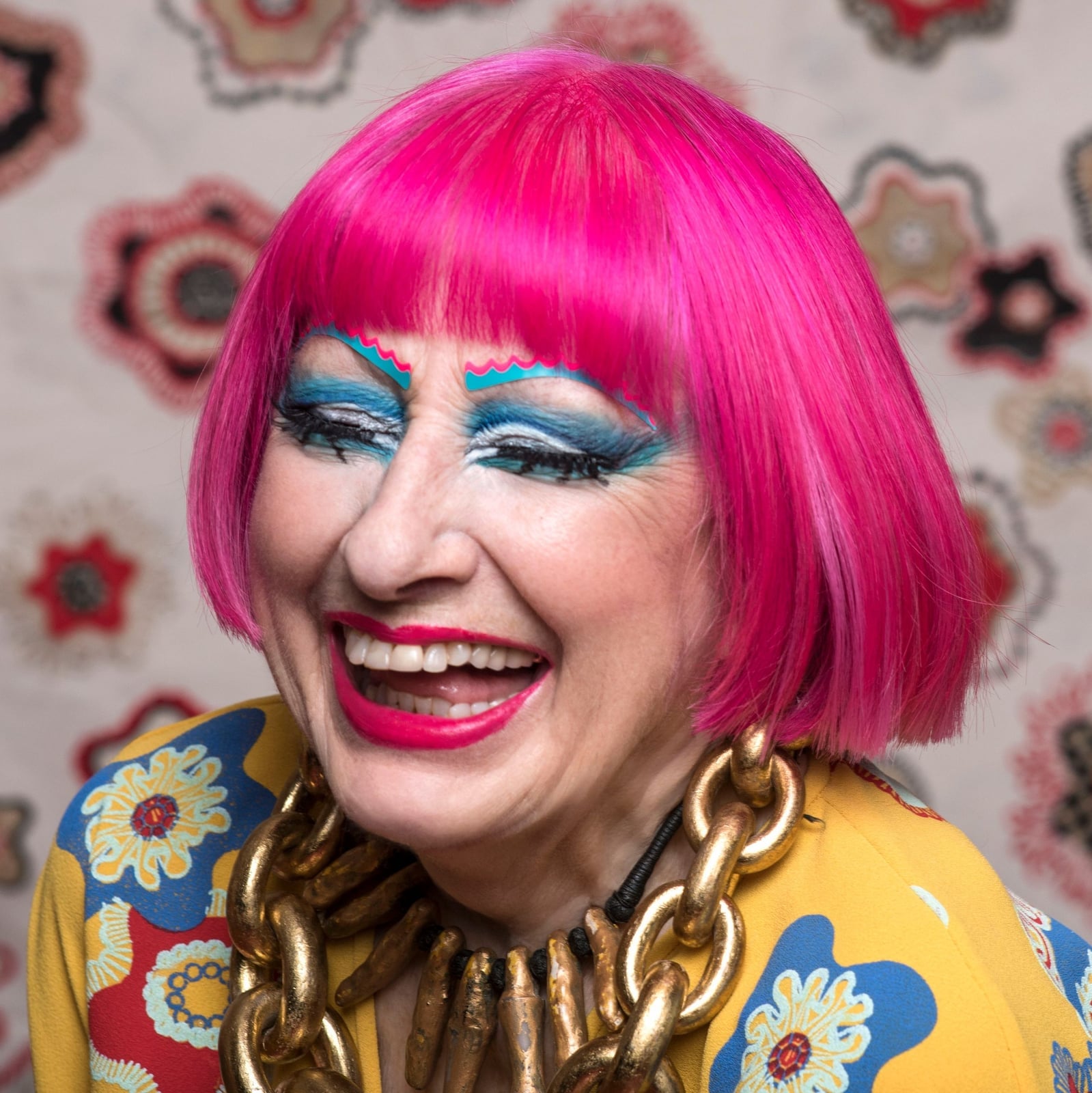 Chin Length Bob With Blunt Bangs In Hot Pink Chin Length Bob With Blunt Bangs In Hot Pink — Pink Hair