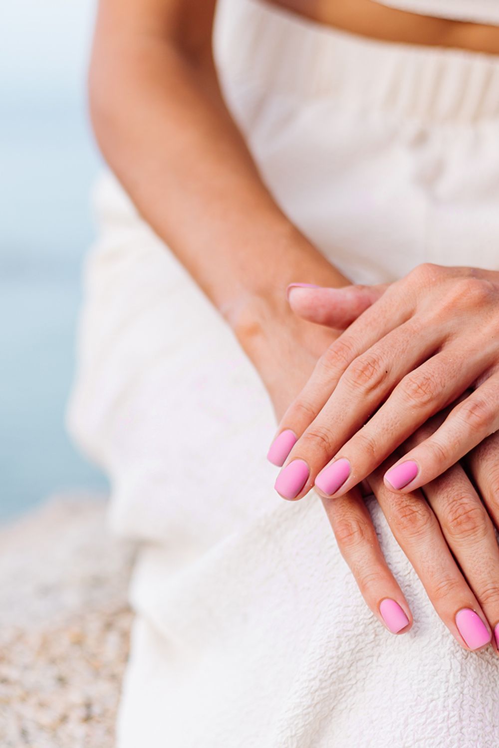 Matte Bright Pink Short Square Nails — Pink Nails