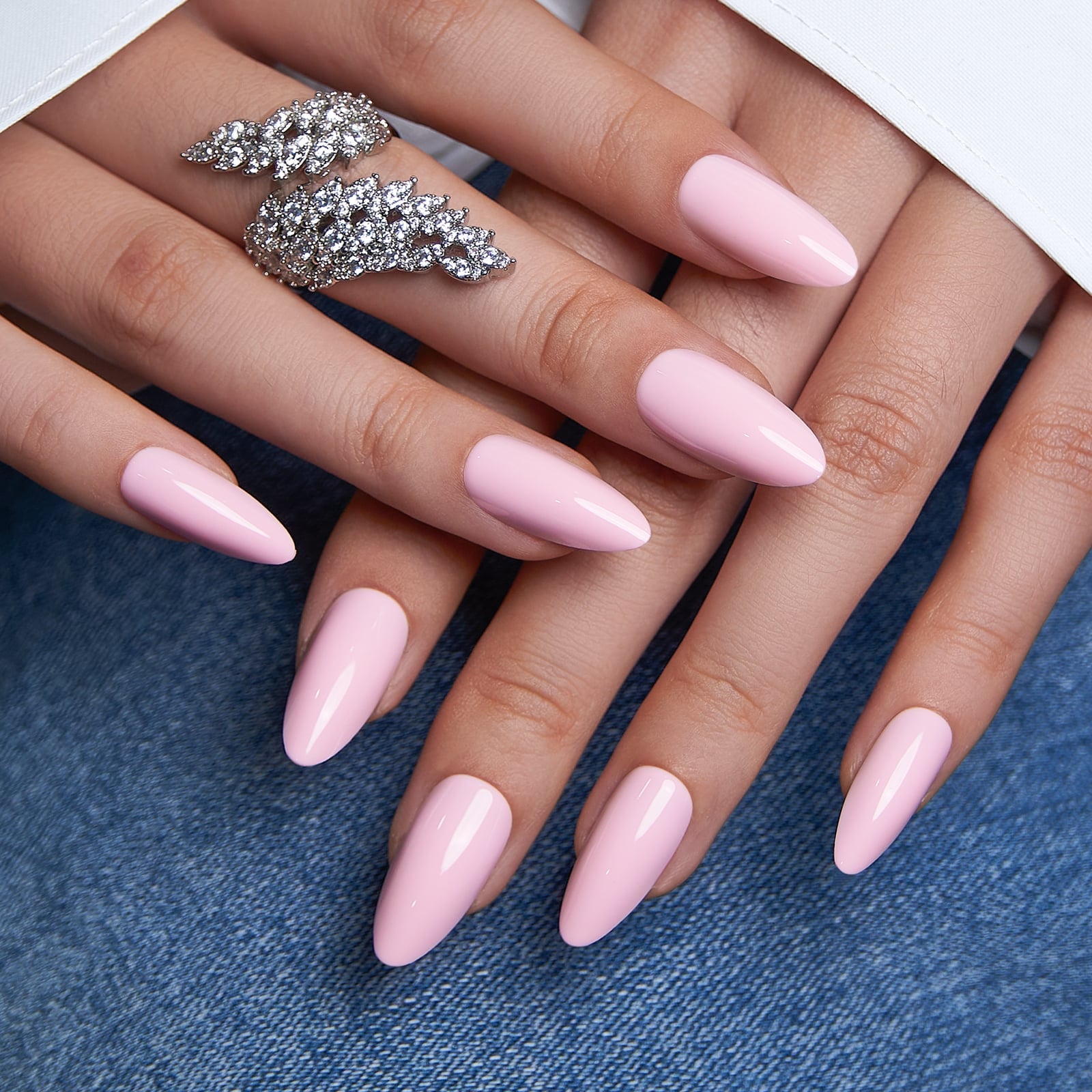 Pale Pink Glossy Long Stiletto Nails — Pink Nails