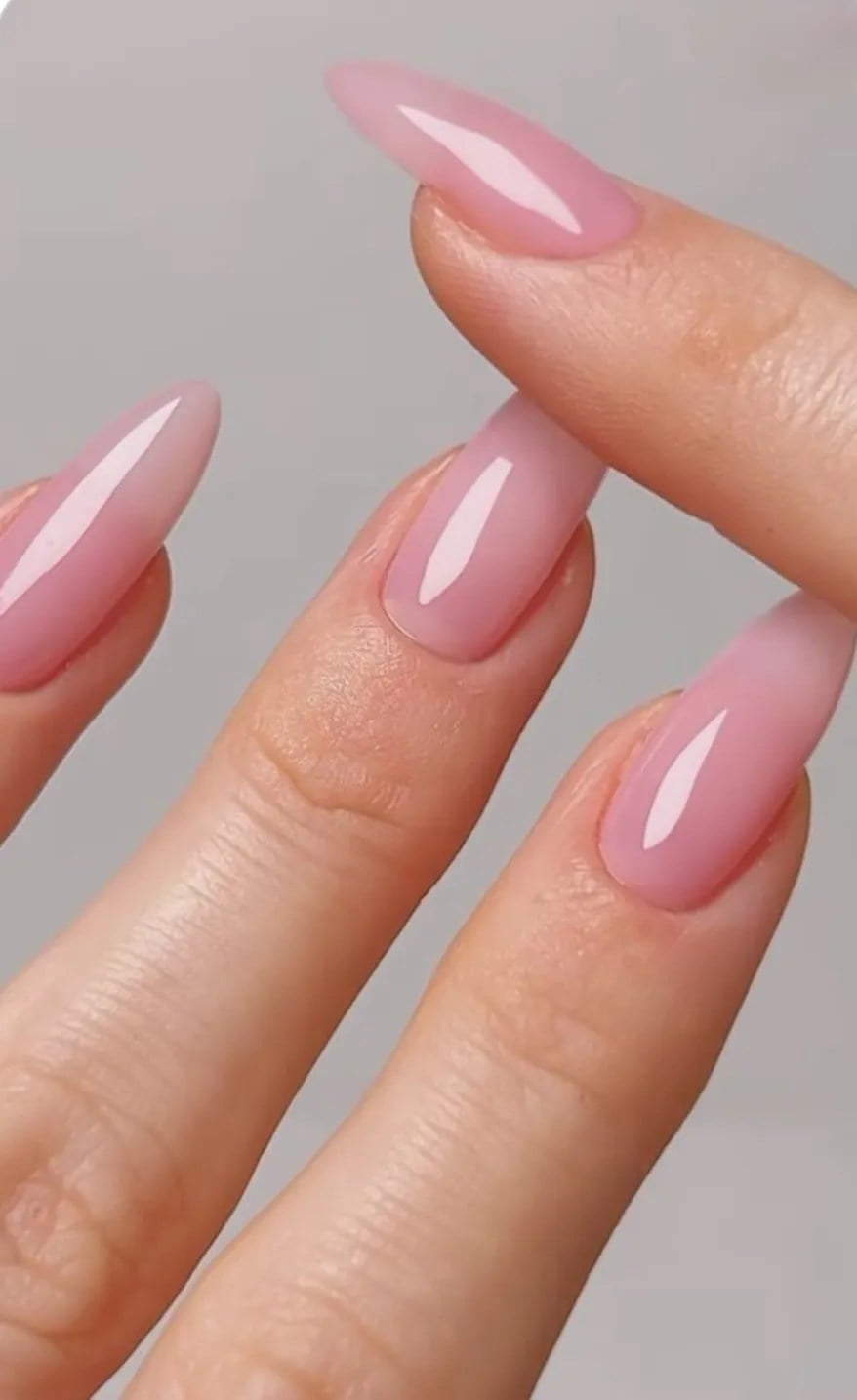 Sheer Milky Pink Glossy Long Stiletto Nails — Pink Nails