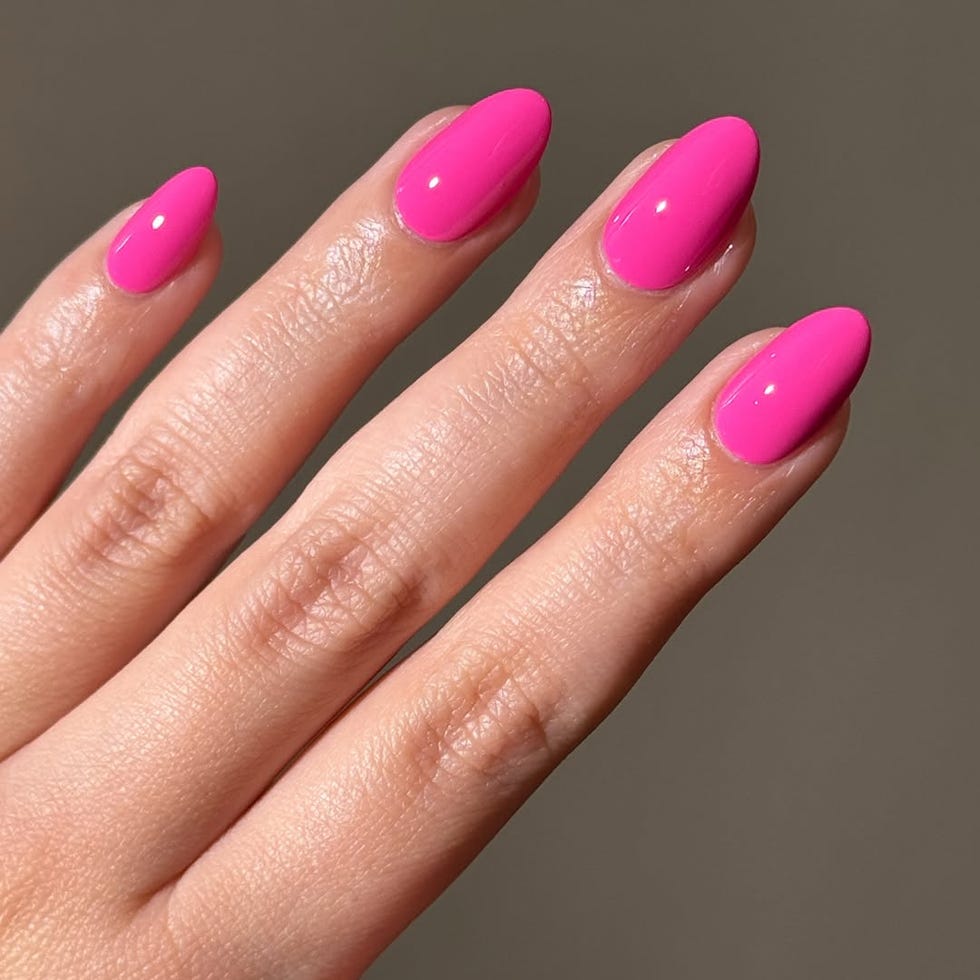 Bold Hot Pink Medium Oval Nails — Pink Nails