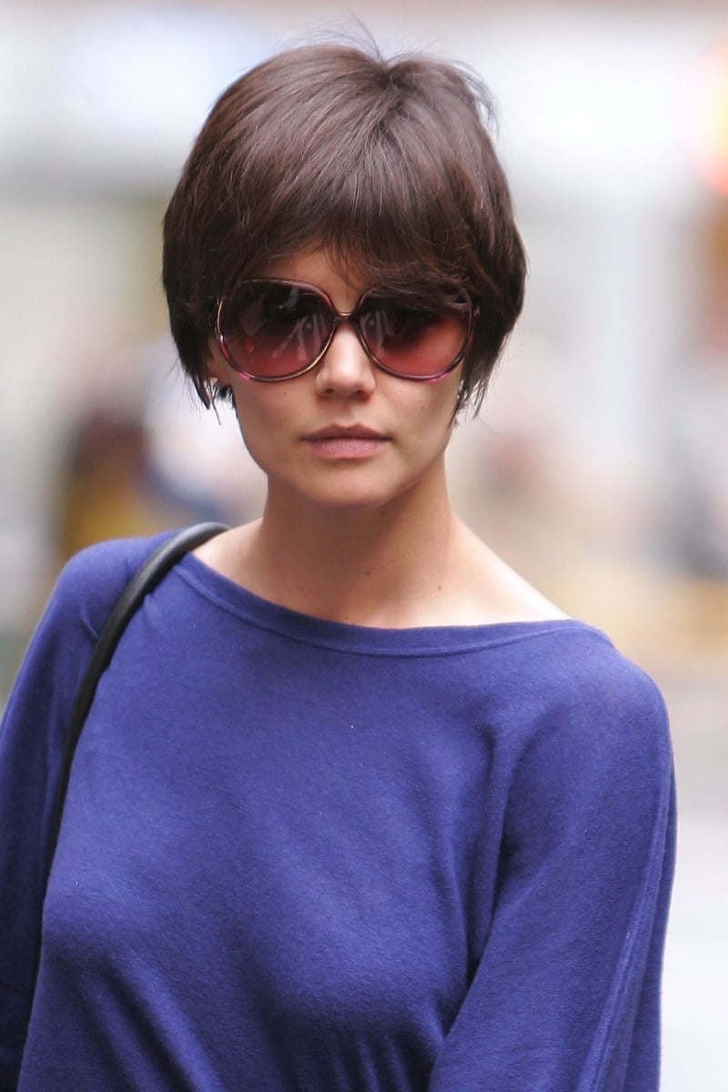 Dark Brown Pixie Bob With Air Dried Styling, Short Bangs Dark Brown Pixie Bob With Air Dried Styling, Short Bangs