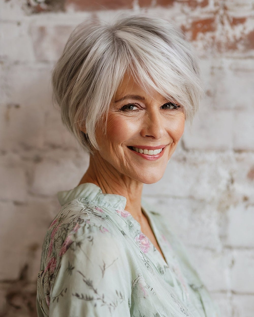 Silver Gray Pixie Bob With Layered Texture Silver Gray Pixie Bob With Layered Texture