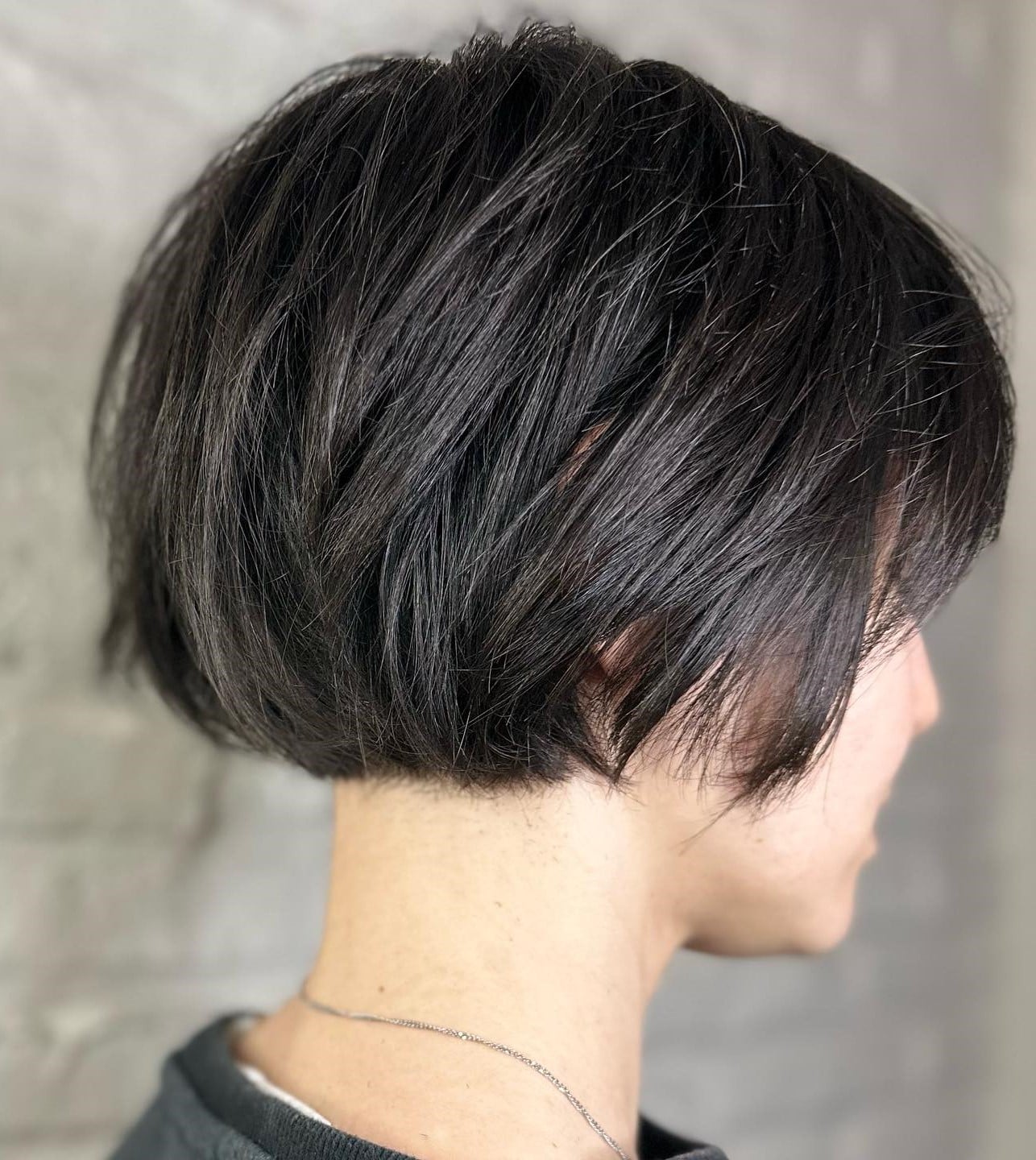Dark Brown Pixie Bob With Blunt Nape Dark Brown Pixie Bob With Blunt Nape