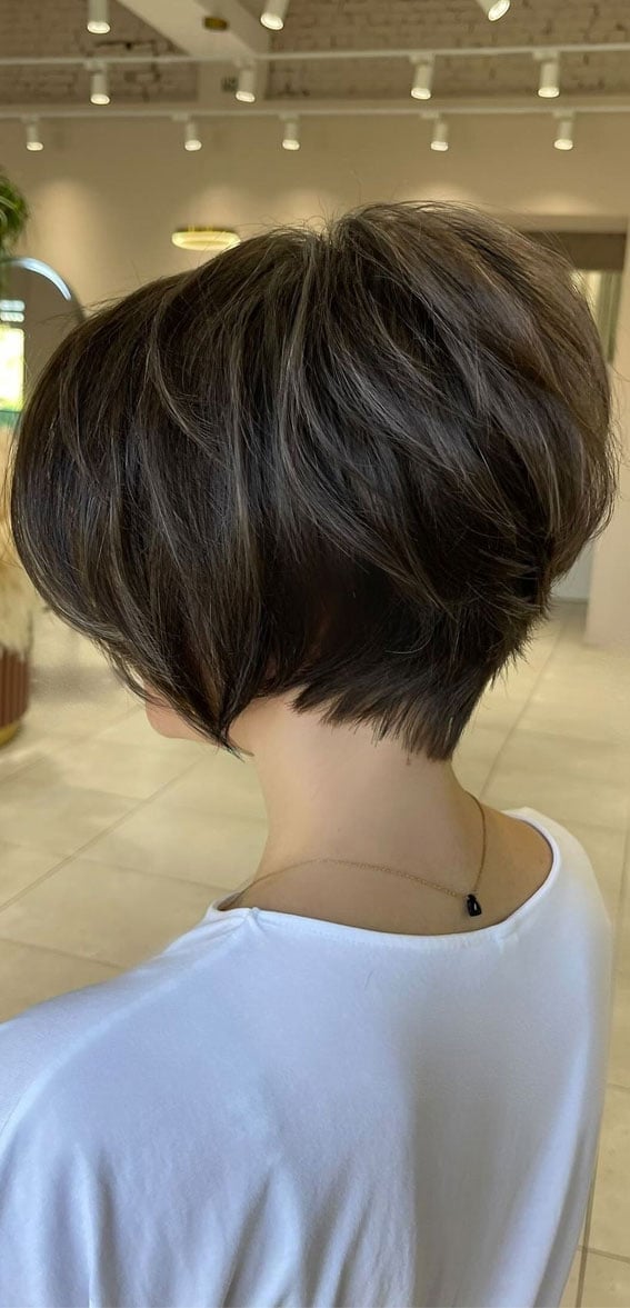 Chocolate Brown Pixie Bob With Textured Layers Chocolate Brown Pixie Bob With Textured Layers