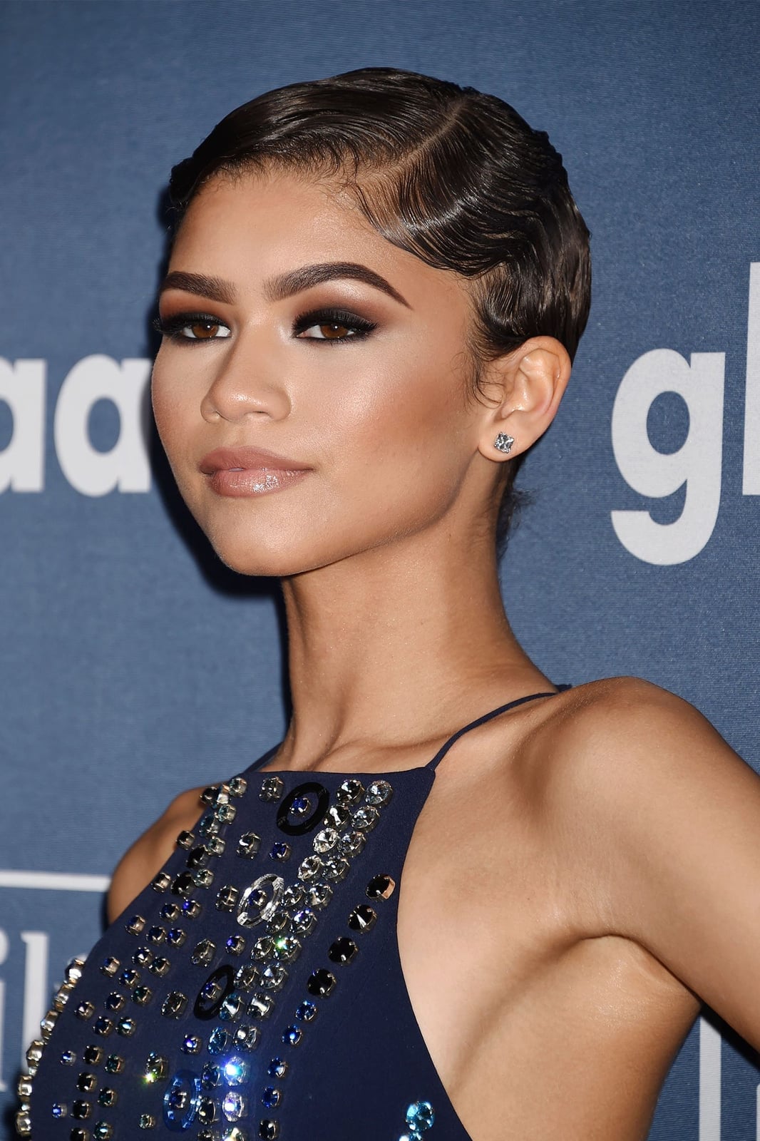 Black Pixie With Sculpted Finger Waves And Side Fringe — Pixie Crop