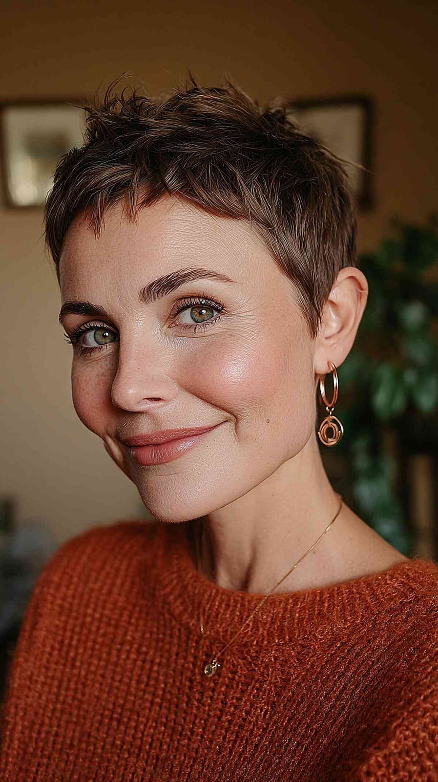 Light Brown Pixie With Choppy Texture And Short Bangs — Pixie Crop