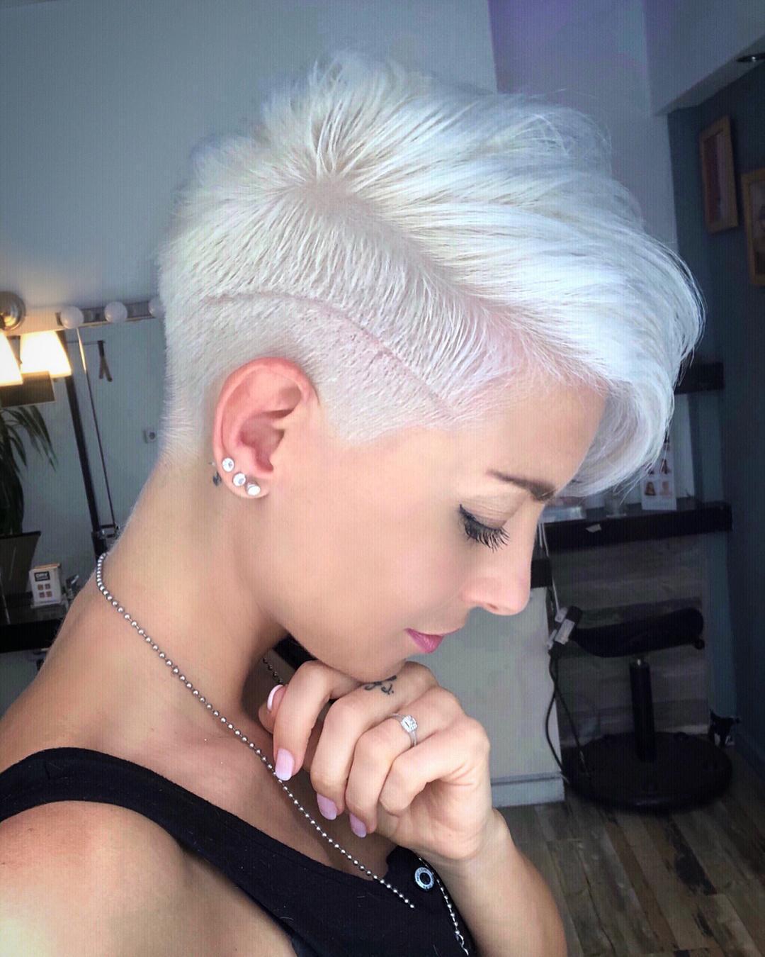 White Blonde Pixie With Undercut — Pixie for Fine Hair