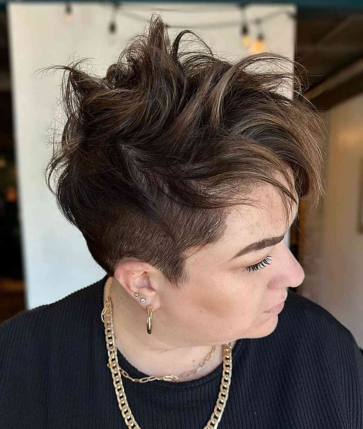Dark Brown Choppy Pixie With Undercut — Pixie for Fine Hair